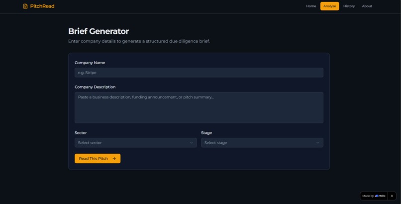 PitchRead | AI Due Diligence Briefs in 60 Seconds – screenshot 2