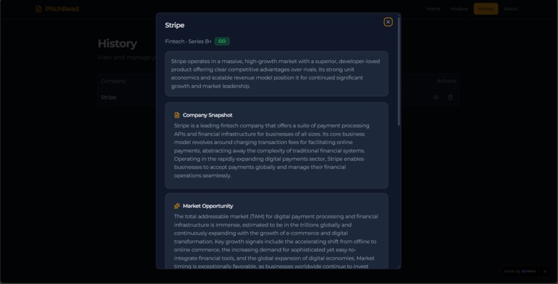 PitchRead | AI Due Diligence Briefs in 60 Seconds – screenshot 5