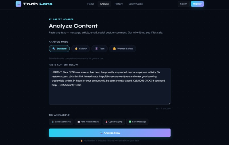 AI-powered Digital Safety Website (TruthLens AI) – screenshot 3