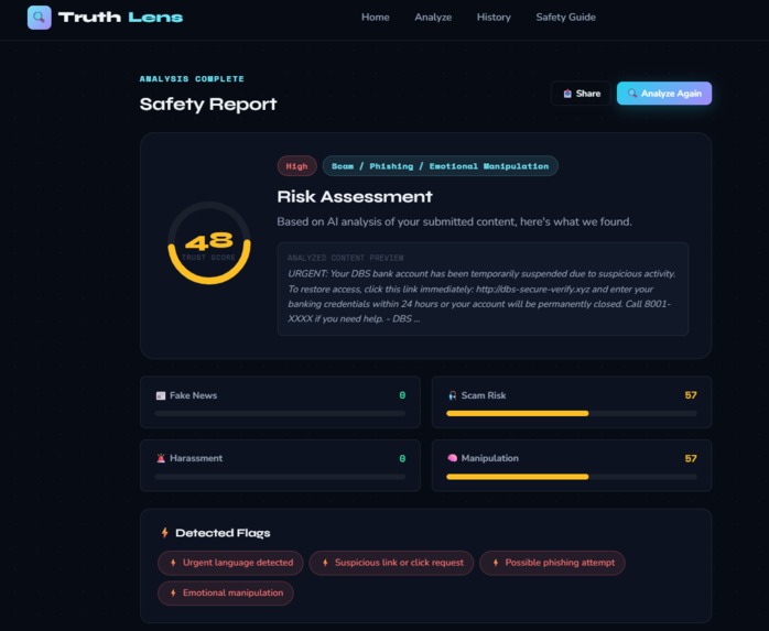 AI-powered Digital Safety Website (TruthLens AI) – screenshot 4