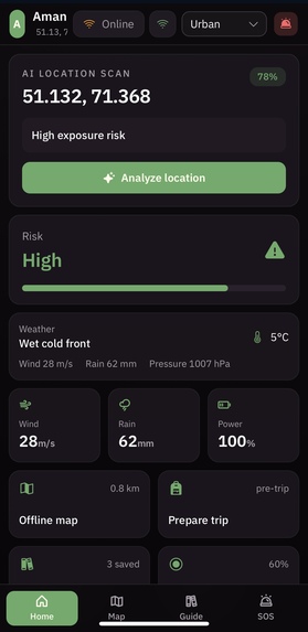 Aman — AI-Powered Survival Platform – screenshot 1