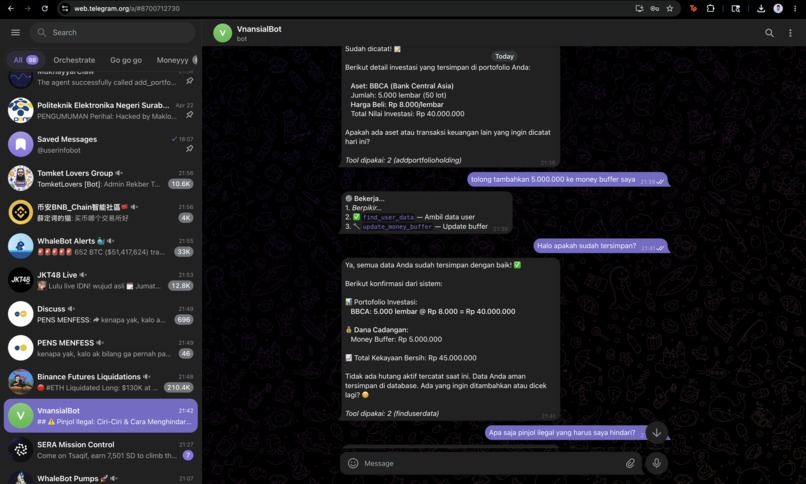 Vnansial: Autonomous AI Financial Guardian for Indonesia – screenshot 5