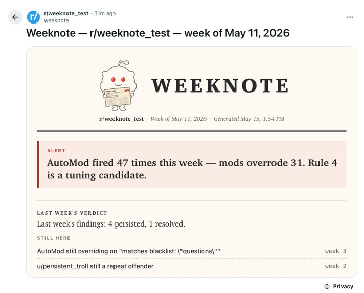 Weeknote – screenshot 2