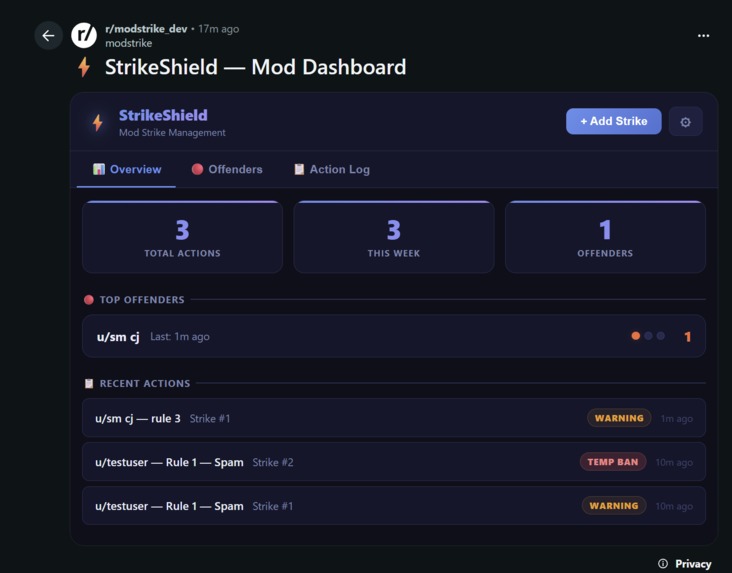 StrikeShield — Automated Mod Strike System – screenshot 1