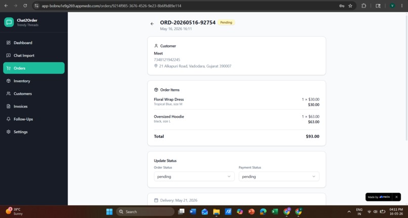 Chat2Order – screenshot 4