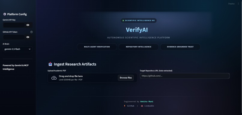 VerifyAI: Autonomous Scientific Intelligence Platform – screenshot 1