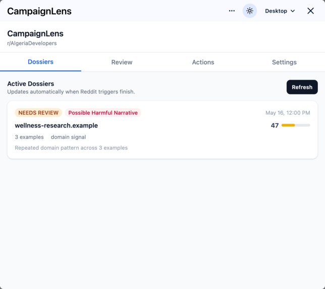 CampaignLens – screenshot 1