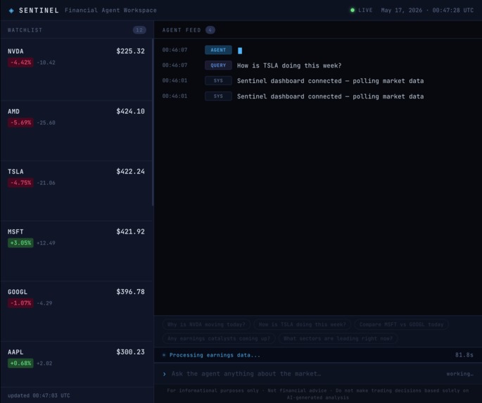Sentinel - Financial Agent Workspace – screenshot 1