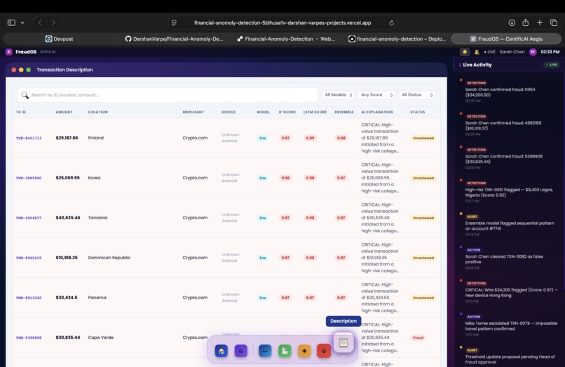 FraudOS (AEGIS.AI) — Algorithmic Fraud Detection & XAI – screenshot 2