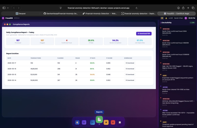 FraudOS (AEGIS.AI) — Rapid Action Fraud Agent – screenshot 3