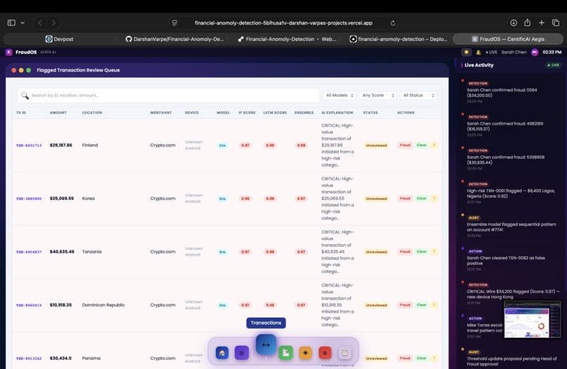 FraudOS (AEGIS.AI) — Rapid Action Fraud Agent – screenshot 4