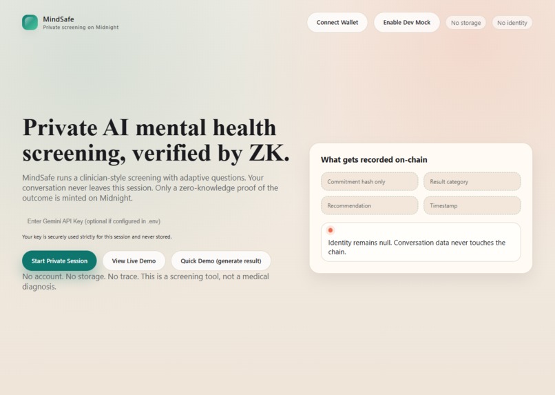 MindSafe - Private AI Mental Health Screening – screenshot 1