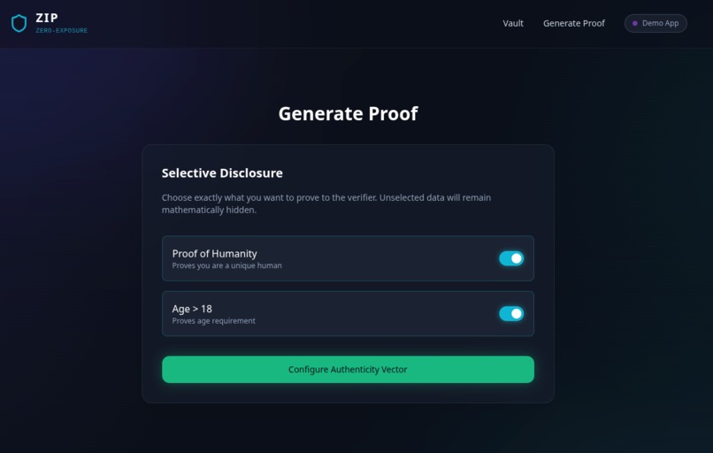 ZIP — Zero-Exposure Identity Proof – screenshot 3