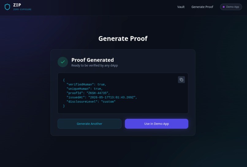 ZIP — Zero-Exposure Identity Proof – screenshot 4
