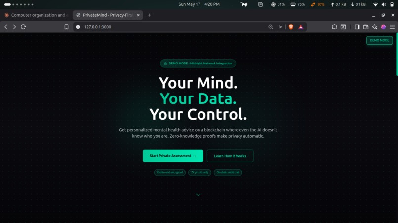 PrivateMind — Privacy-First AI Mental Health Advisor – screenshot 1