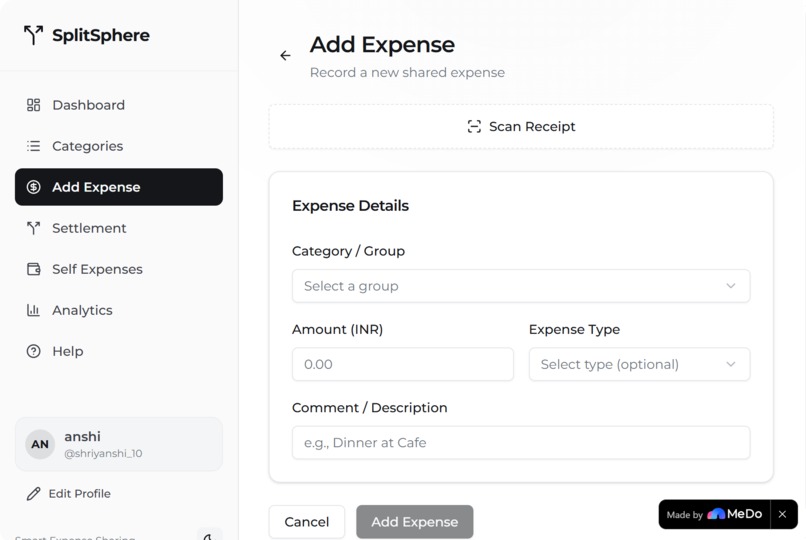 SplitSphere — Smart Expense Sharing – screenshot 6