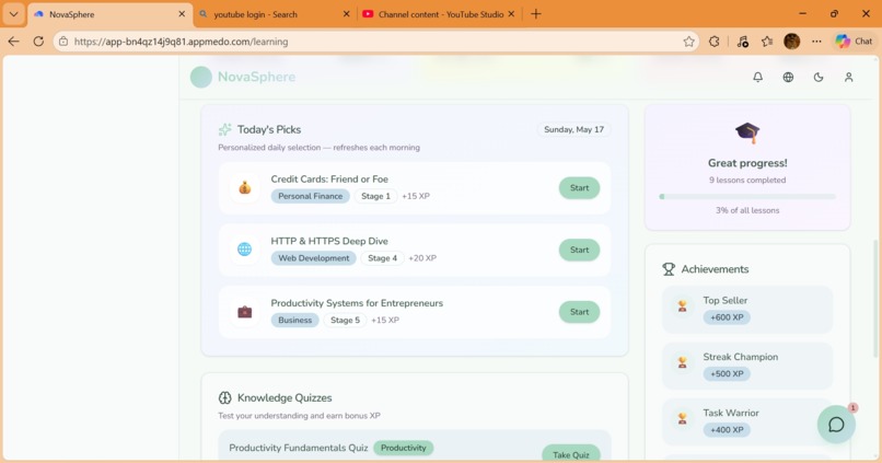 NovaSphere Learning Hub – screenshot 1