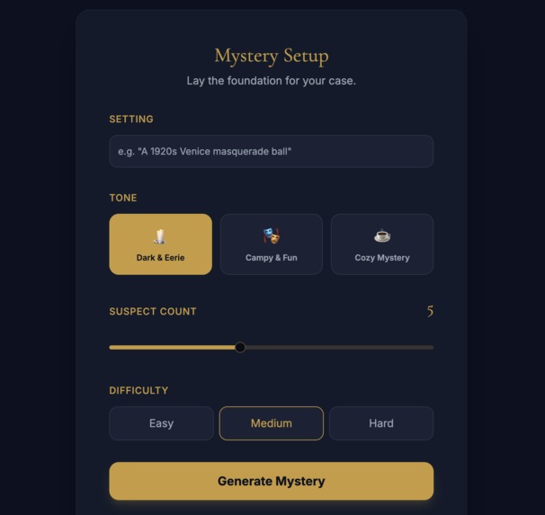 Whodunit AI: AI-Powered Interactive Murder Mystery Generator – screenshot 3