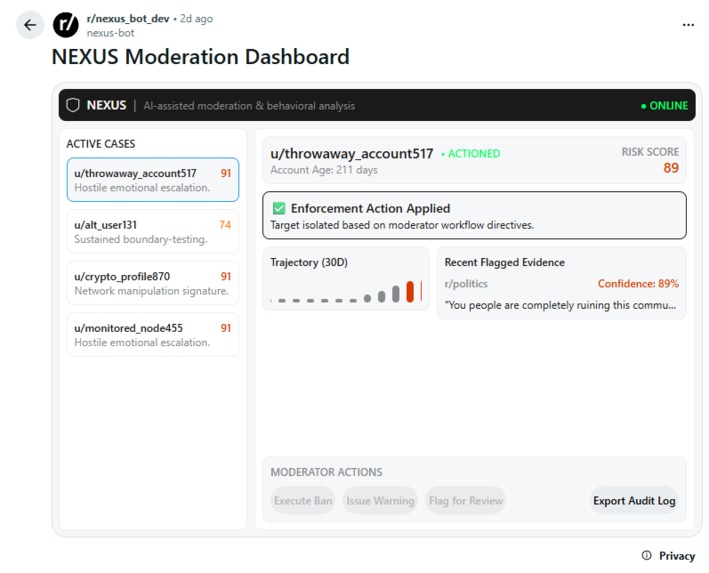NEXUS Moderation Intelligence – screenshot 1