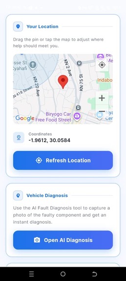 AI-Based Roadside Assistance Mobile Application. – screenshot 1