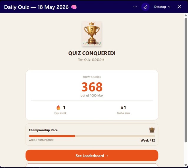 QuizMaster — Daily Community Quiz – screenshot 4