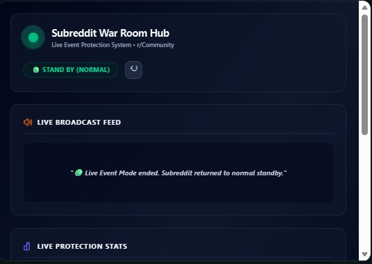 Subreddit War Room: Live Event Mod Mode – screenshot 1