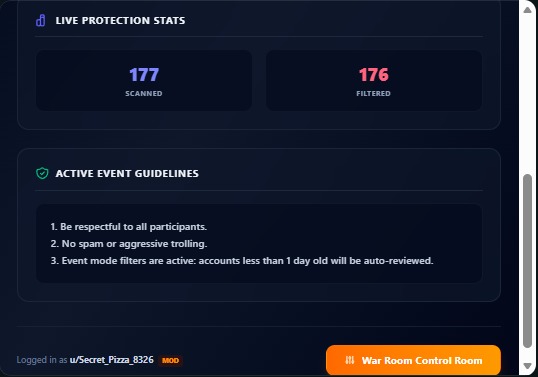 Subreddit War Room: Live Event Mod Mode – screenshot 2