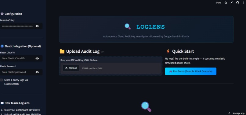 LogLens - Autonomous Cloud Audit Log Investigator – screenshot 1