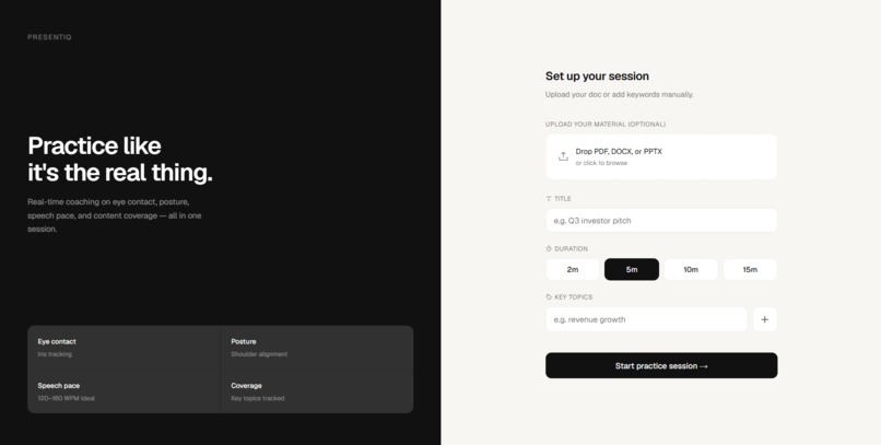 PresentIQ — AI Presentation Coach – screenshot 1