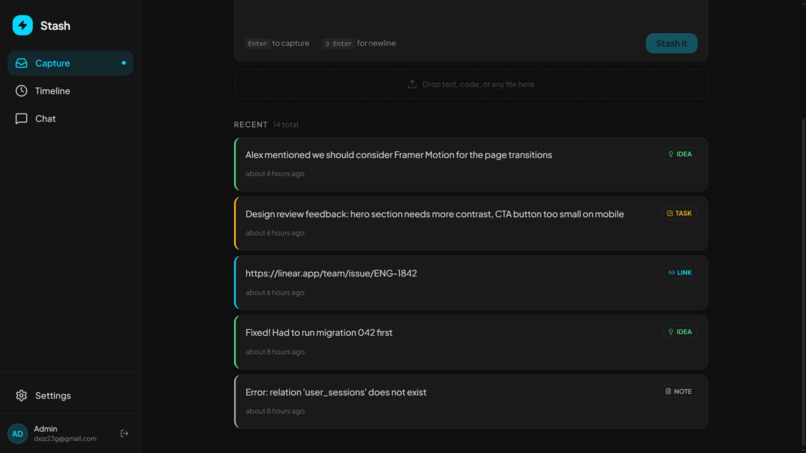 Stash : Paste Anything. Find Everything. Replay Your Day. – screenshot 2