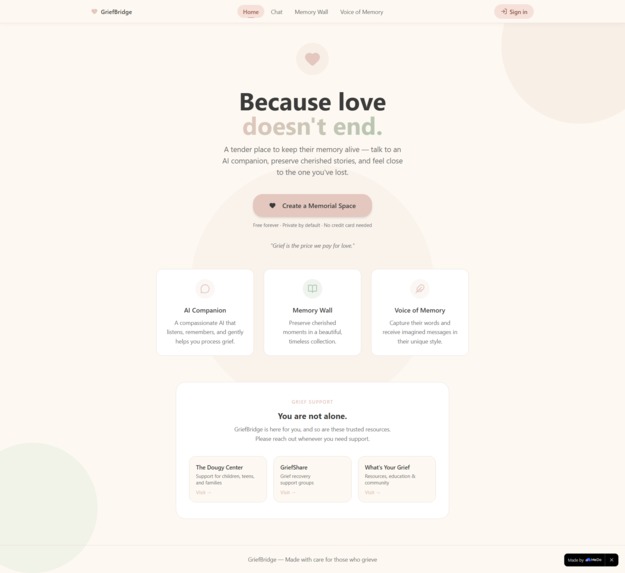 GriefBridge — Because love doesn't end – screenshot 1