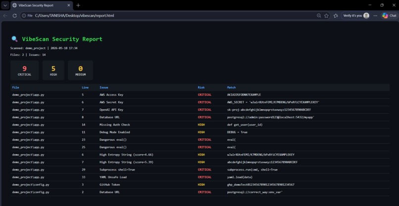 VibeScan — AI-Generated Code Security Scanner – screenshot 2
