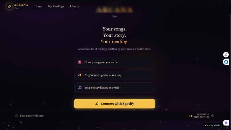 Arcana.fm - Interactive Music Divination App – screenshot 1
