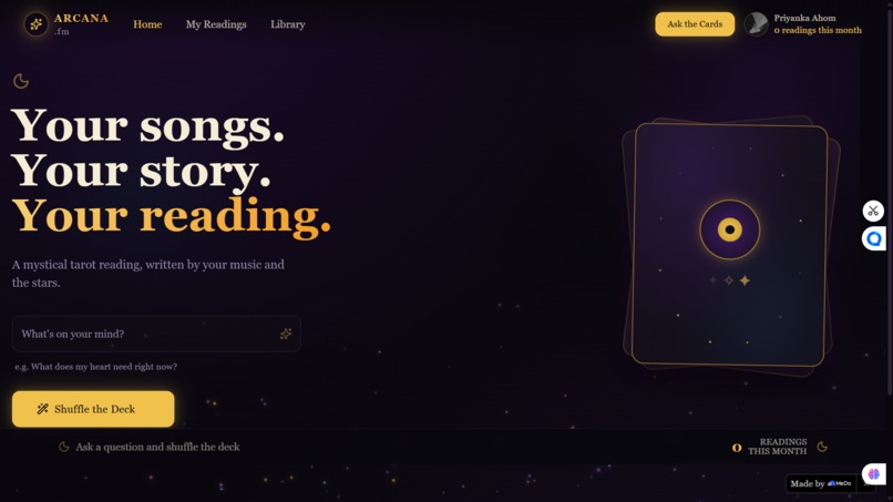 Arcana.fm - Interactive Music Divination App – screenshot 2