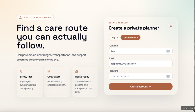 JacCareRoute – screenshot 1