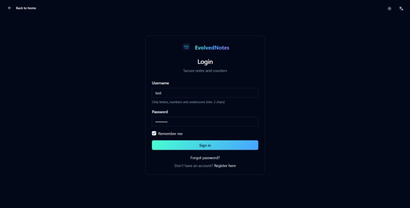 EvolvedNotes – screenshot 1