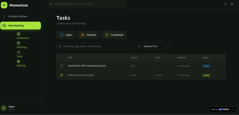 Meeting-to-Momentum – screenshot 1