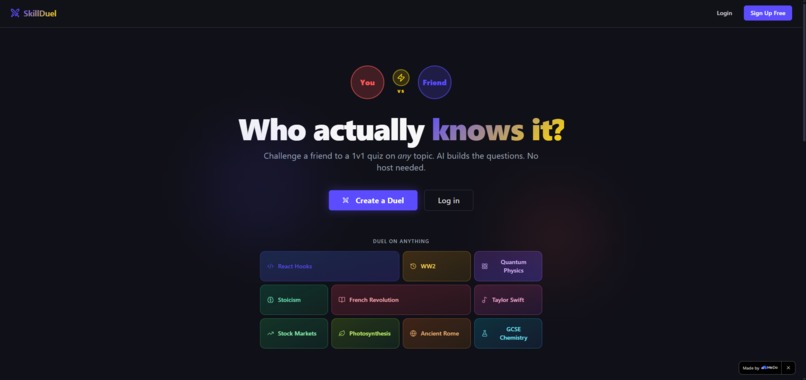 SkillDuel — AI-Powered 1v1 Knowledge Battle Platform – screenshot 1