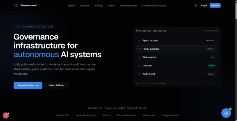 GovernanceAI Agentic Security & Observability Infrastructure – screenshot 3