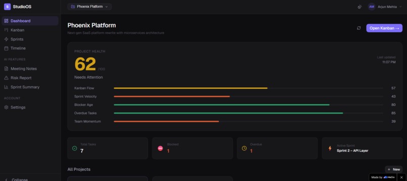 StudioOS - Project Intelligence for Modern Teams – screenshot 2