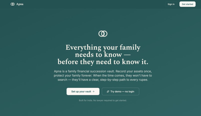 Apna — A Vault Your Family Can Reach – screenshot 1