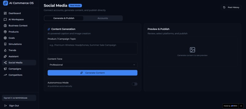AI COMMERCE OS – screenshot 1