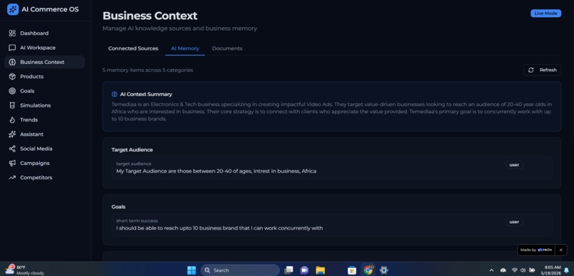 AI COMMERCE OS – screenshot 2