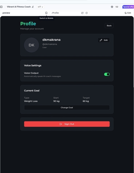 Vibrant AI Fitness Coach  – screenshot 1