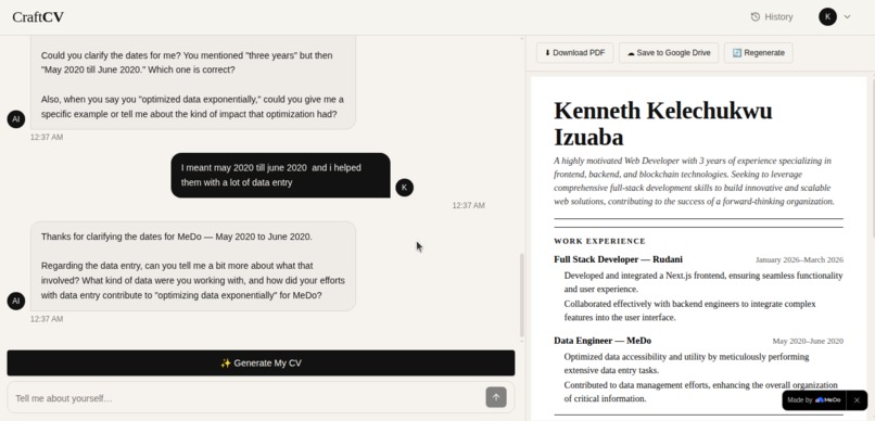 CraftCV – screenshot 1