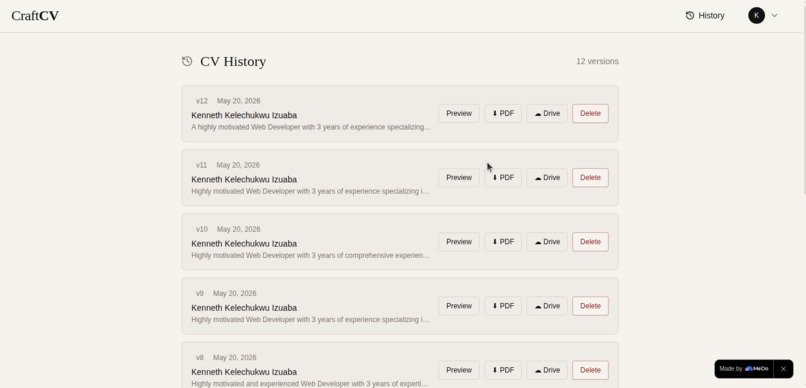 CraftCV – screenshot 2