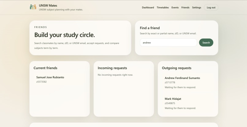 UNSWMates – screenshot 2