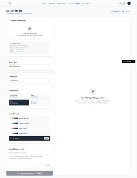 Decoryn Studio An AI-powered interior redesign platform – screenshot 2