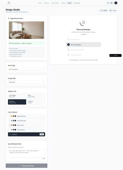 Decoryn Studio An AI-powered interior redesign platform – screenshot 3