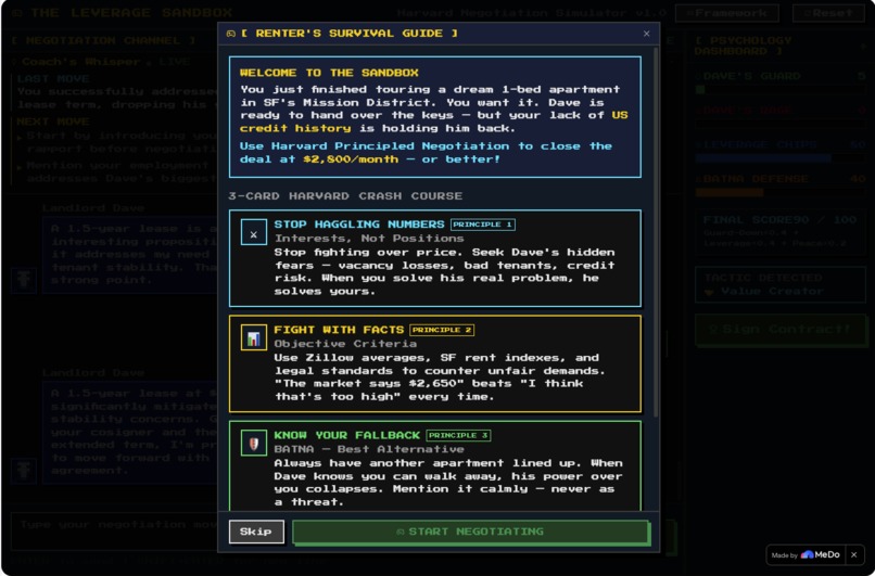The Leverage Battle: Gamified Negotiation Sandbox – screenshot 1